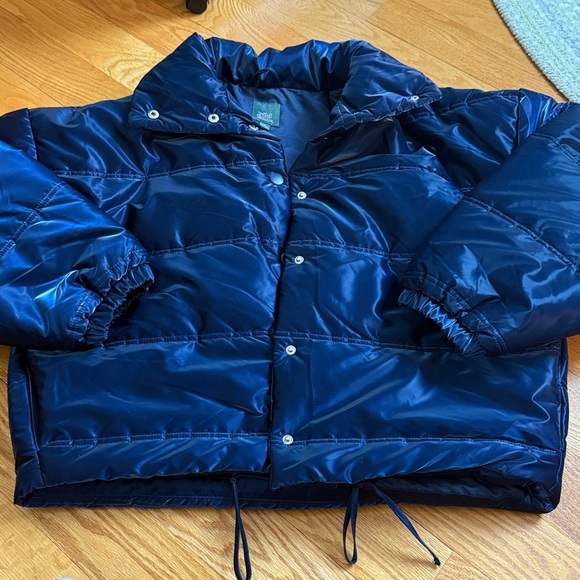 Wild Fable Shiny Midnight Blue Puffer Jacket Medium - Picture 2 of 6
